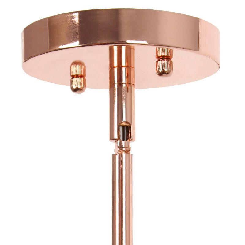 1-Light 9.25" Modern Farmhouse Adjustable Hanging Cylindrical Clear Glass Pendant Fixture with Metal Accent Rose Gold - Lalia Home