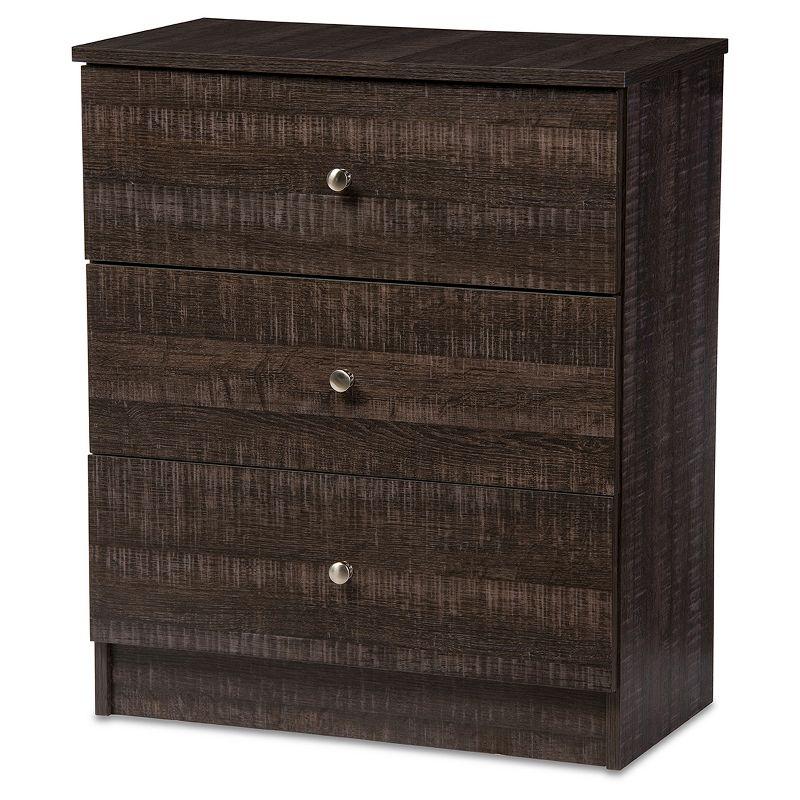 Espresso Brown Wood 3-Drawer Modern Storage Chest