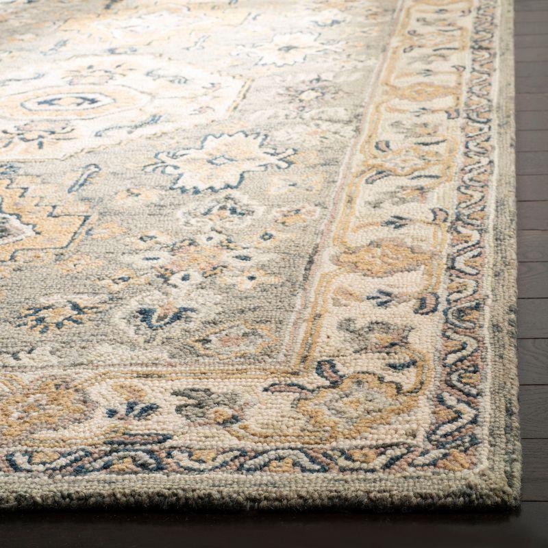 Ivory and Moss Floral Hand-Tufted Wool Runner Rug