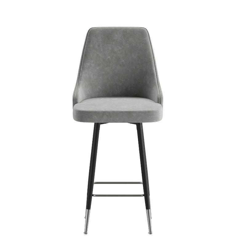 Flash Furniture Commercial Gray LeatherSoft Counter Height Stools with Chrome Accents - 2 Pack