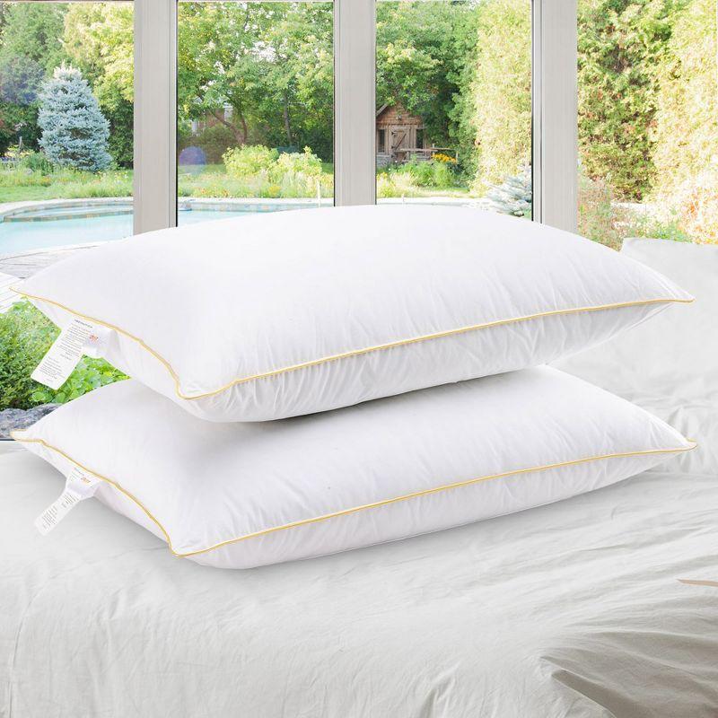 Luxurious Hypoallergenic White Polyester King Pillows Set of 2