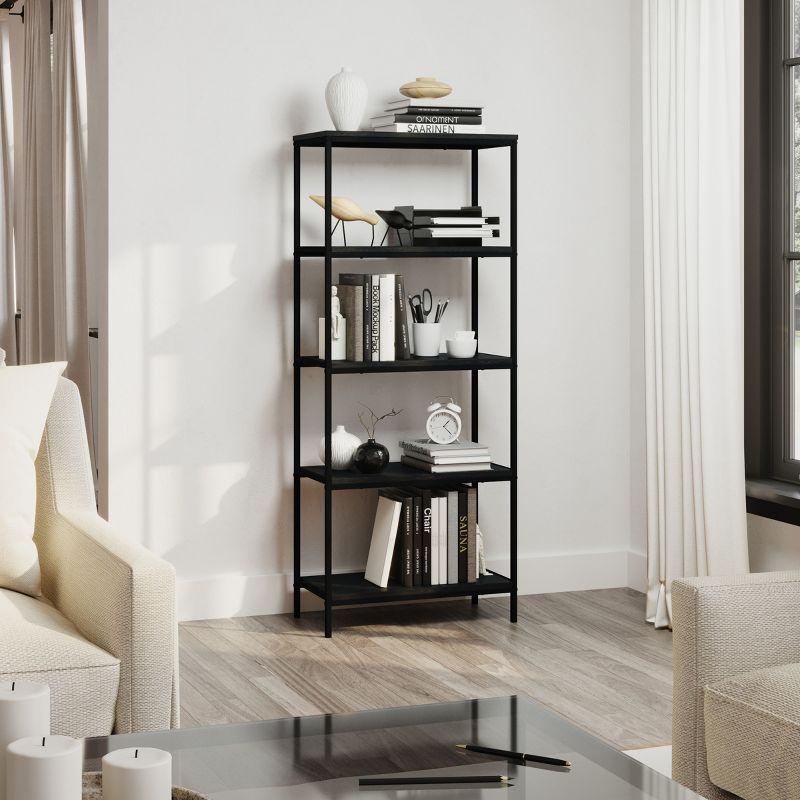 Lavish Home 5-Tier Bookshelf - Open Industrial Style Etagere Wooden Shelving Unit