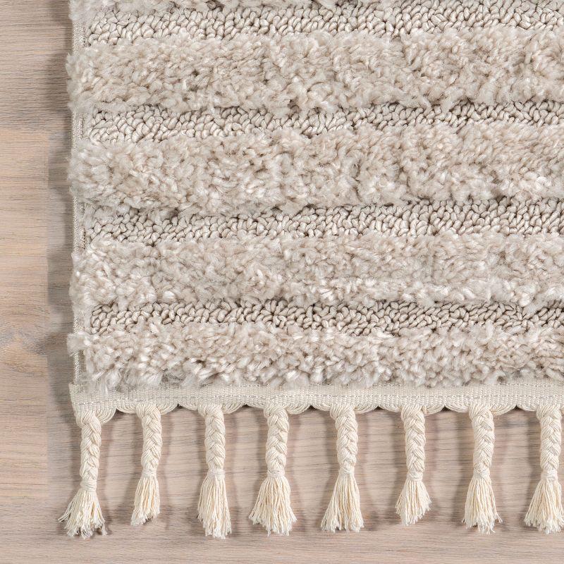 Nuloom Risette Solid 5x8 Shag Indoor Area Rug for Living Room Bedroom Dining Room Nursery, Beige