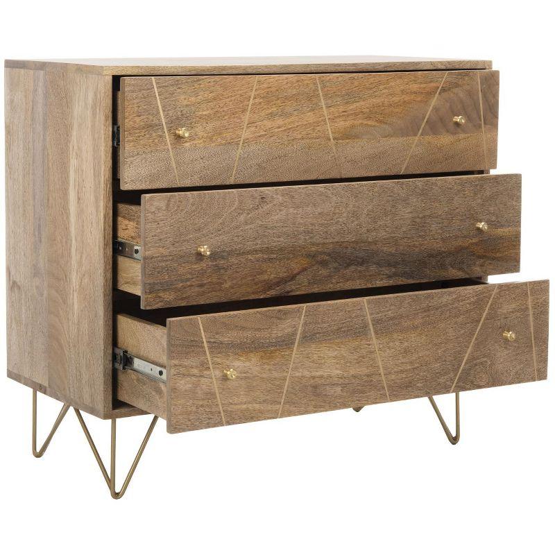 Marigold 3 Drawer Chest - CHS9001 - Natural/Brass - Safavieh