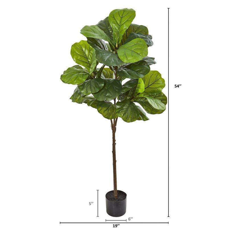 Gracie Oaks Fig 54'' Faux Fiddle Leaf Fig Tree in Stone Pot