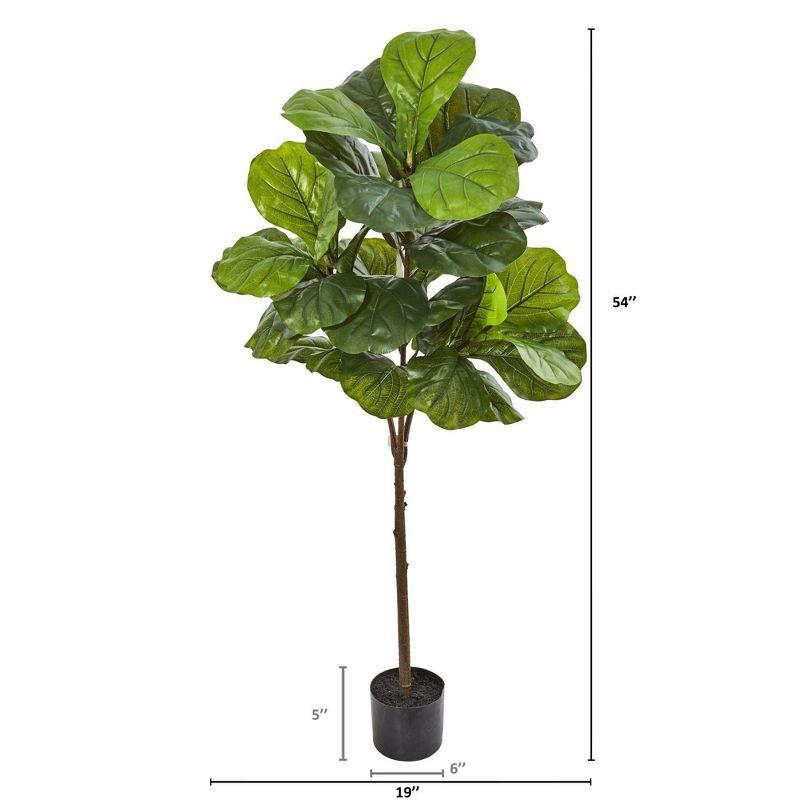 54" Green Silk Fiddle Leaf Fig Tree in Black Pot