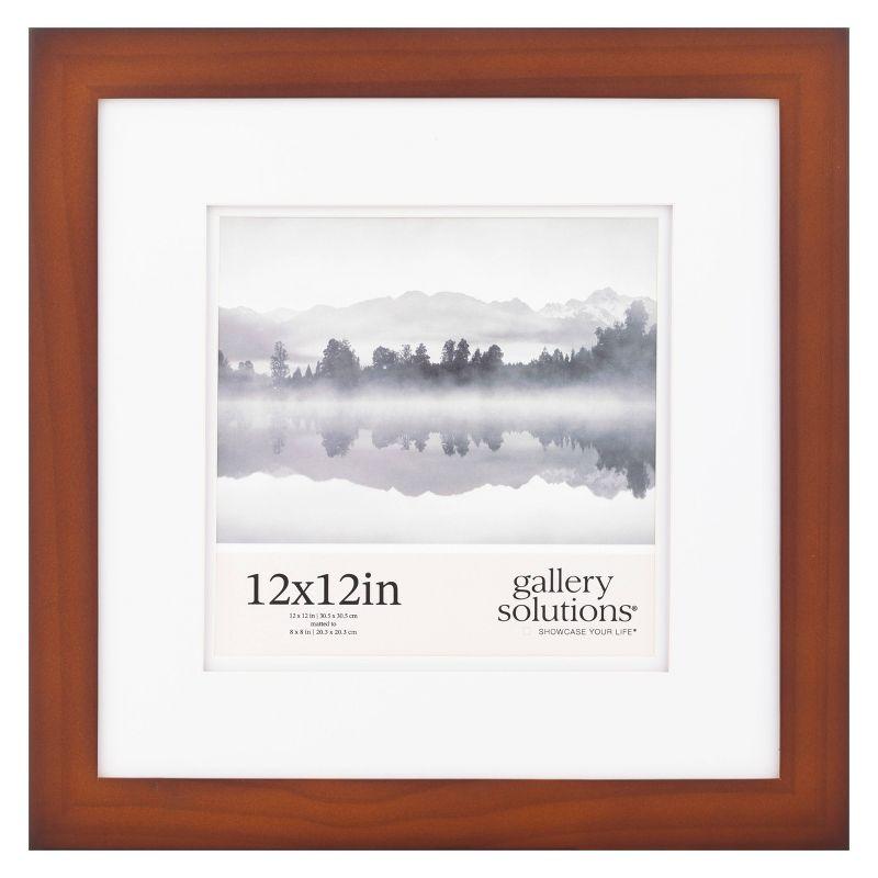 12x12 Walnut Wood Picture Frame with Double White Mat