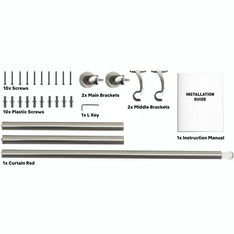HLC.ME Wrap Around Darkening Adjustable Curtain Rod and Bracket Set for Heavier Drapes - Sturdy Pipe 1 in Diameter - Silver Gloss, 48" to 86" Inches