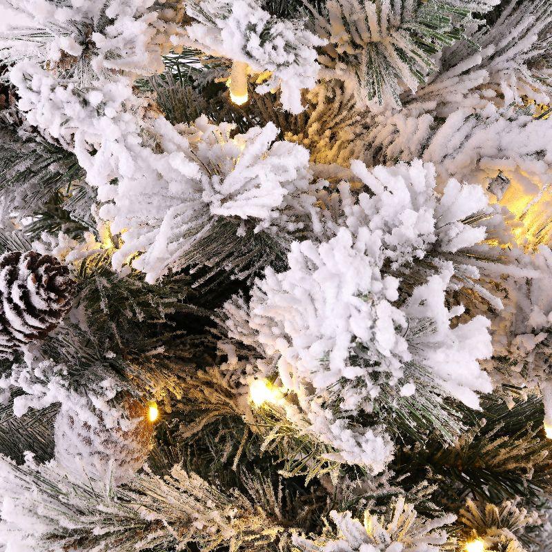 5.5' Frosted Green Pre-Lit Artificial Christmas Tree With Pine Cones - Safavieh