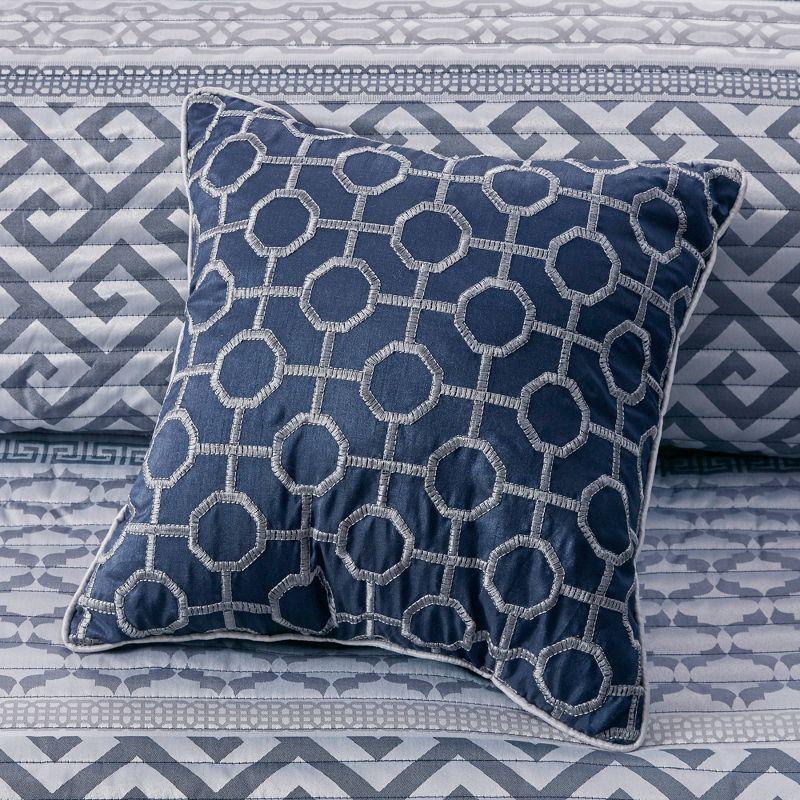 Navy Reversible Microfiber King Quilt Set