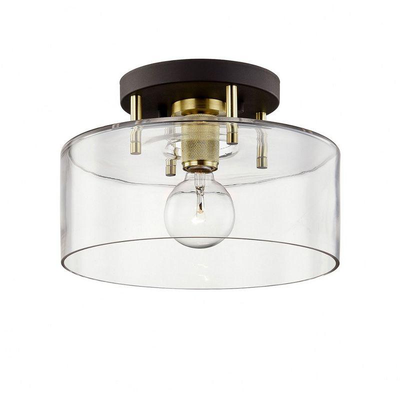 Troy Lighting Bergamot Station 1 - Light Semi-Flush Mount in  Bronze/Brass Clear Shade