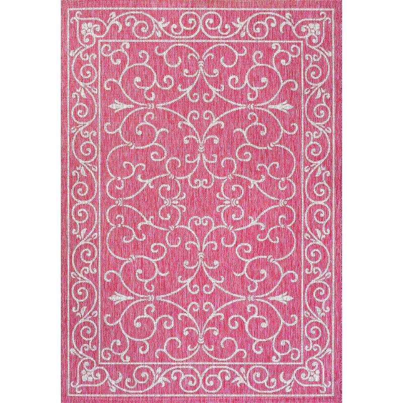 Charleston Vintage Filigree Textured Weave Indoor/Outdoor Area Rug  - JONATHAN Y