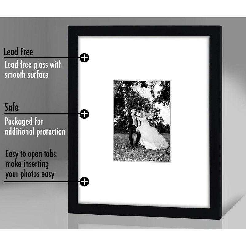 Americanflat 11x14 Picture Frame in Black - Displays 5x7 With Mat and 11x14 Without Mat - Composite Wood with Shatter Resistant Glass