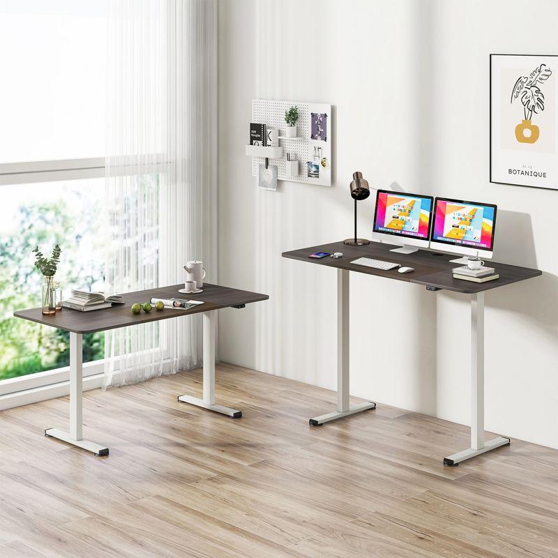 Tangkula Height Adjustable Electric Standing Desk 55” x 28” Sit to Stand Electric Desk w/ Metal Frame & Powerful Motor Natural / Rustic Brown / Gray / Oak / Gray + Black