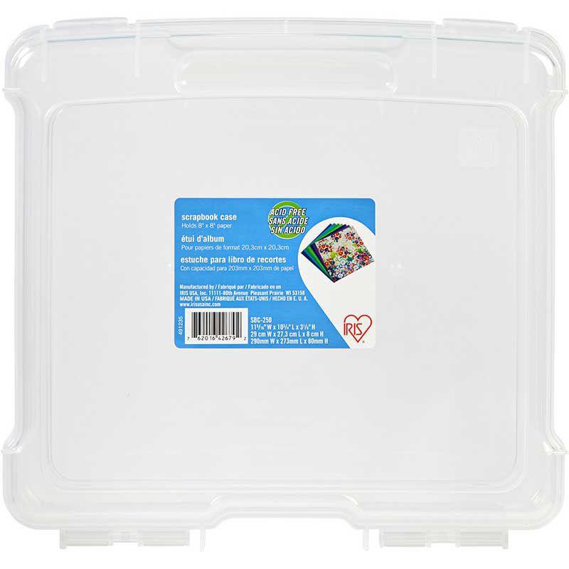 IRIS USA Paper Thick Portable Plastic Scrapbook Storage Cases with Built-in Handle