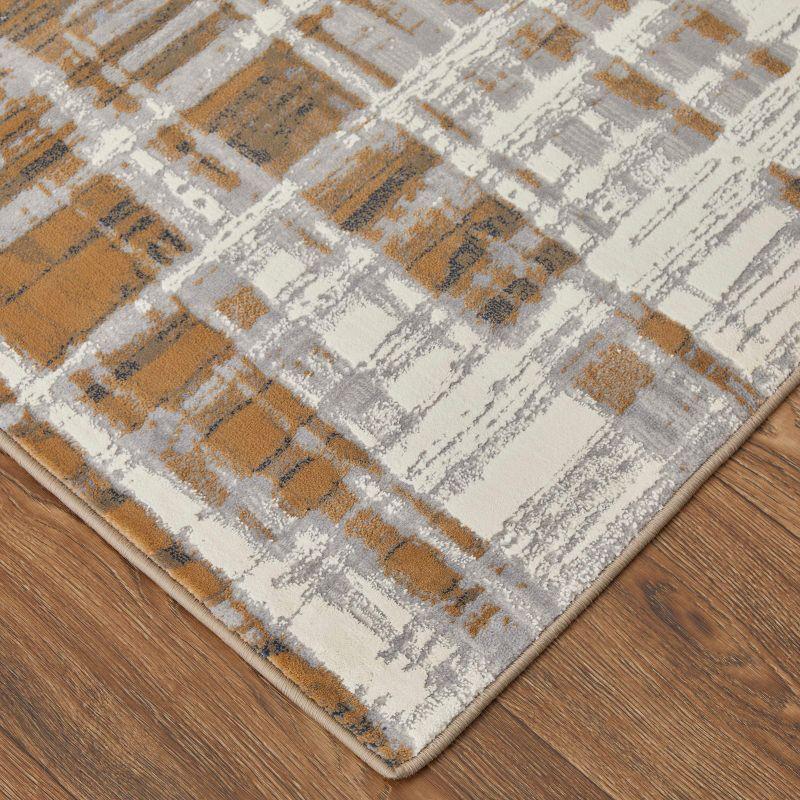 Clio Modern Abstract Blue/Orange/Gray Area Rug