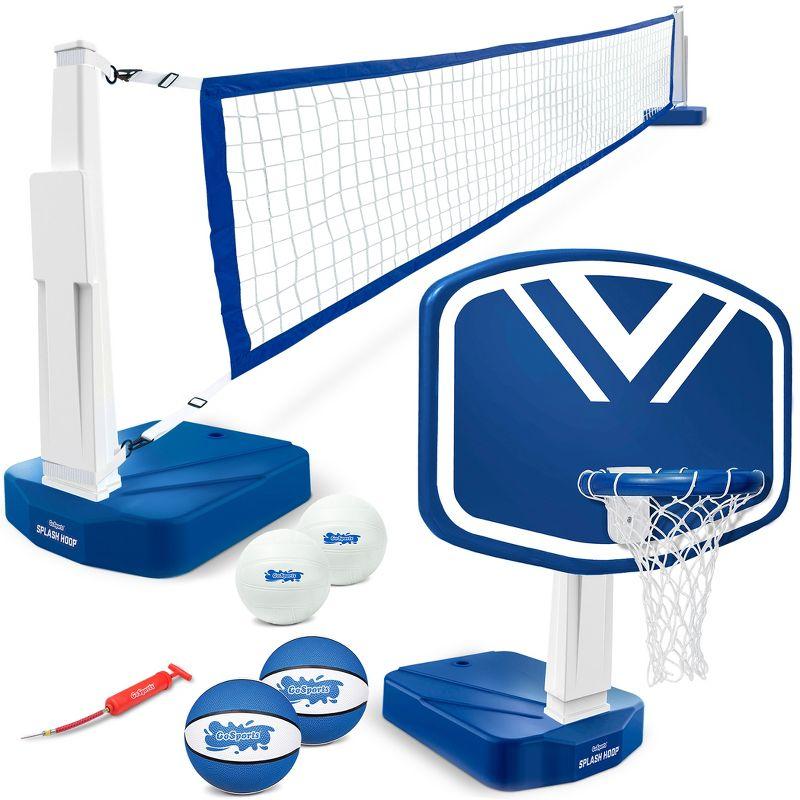 GoSports Splash Hoop 2-in-1 Pool Basketball Hoop & Volleyball Net Game Set