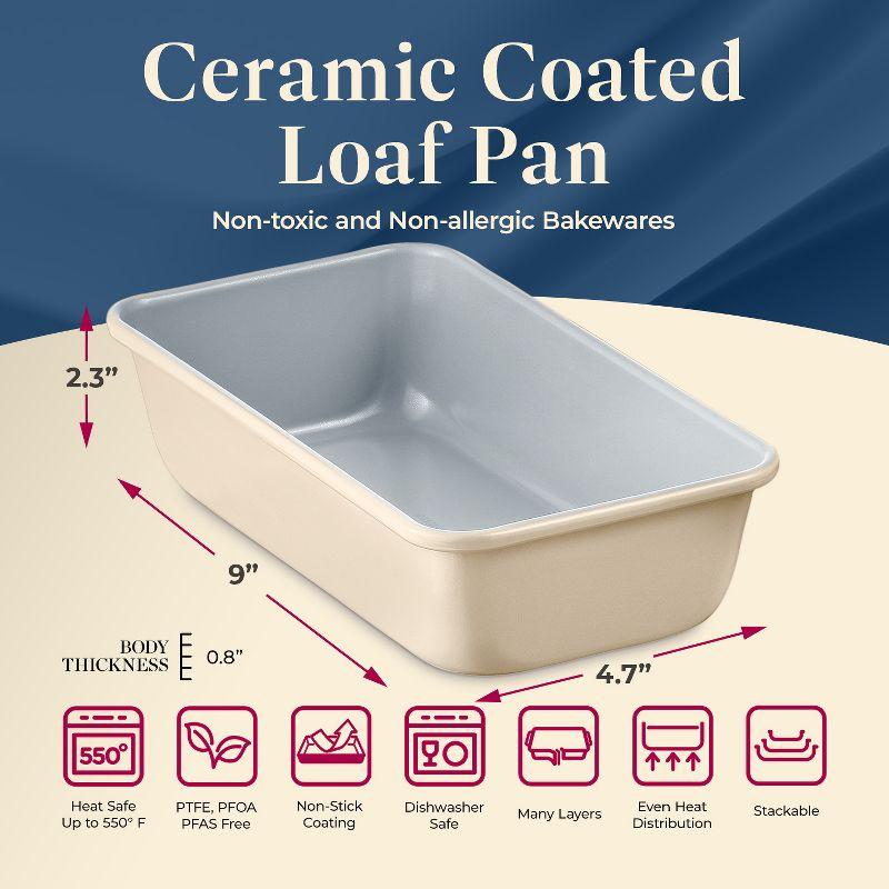 Cream Aluminized Steel Loaf Pan with Non-Stick Coating