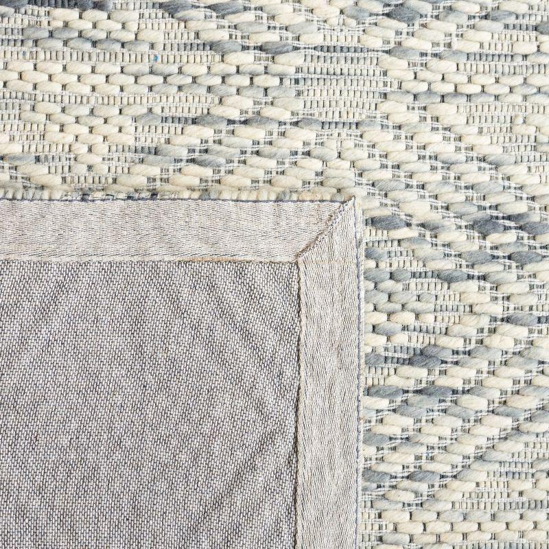 Elegant Geometric Gray Wool 8' x 10' Handwoven Area Rug