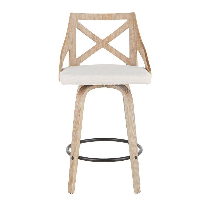 Set of 2 25.5" Charlotte Farmhouse Counter Height Barstools Cream - LumiSource: Wood Frame, Polyester Upholstery, Swivel Seat