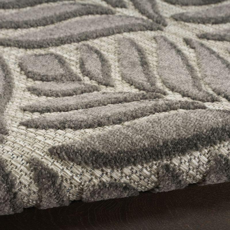 Nourison Aloha Tropical Palm Flatweave High-Low Indoor Outdoor Area Rug Charcoal 2'8" x 4'