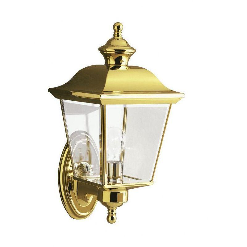 Classic Brass Pyramid Lantern Wall Light in Polished Antique Finish