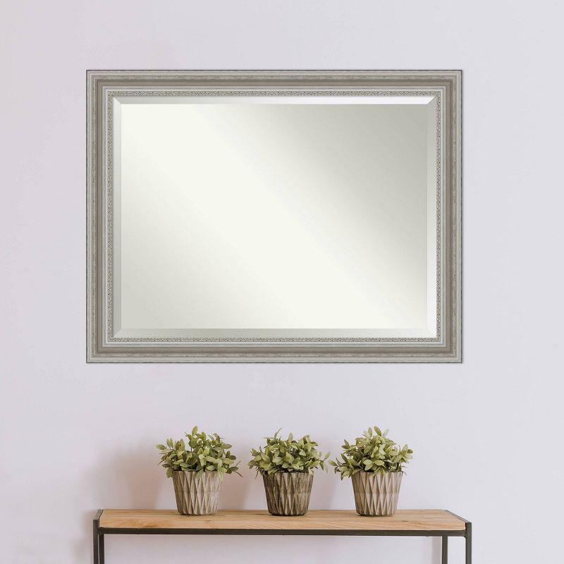 46" x 36" Parlor Framed Wall Mirror Silver - Amanti Art: Modern Beveled, No Assembly Required