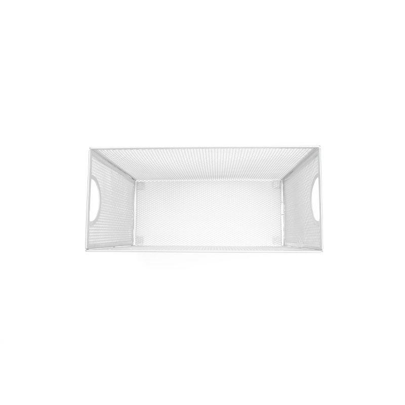 Mind Reader Metal Mesh File Organizer Storage Basket for Letters, White