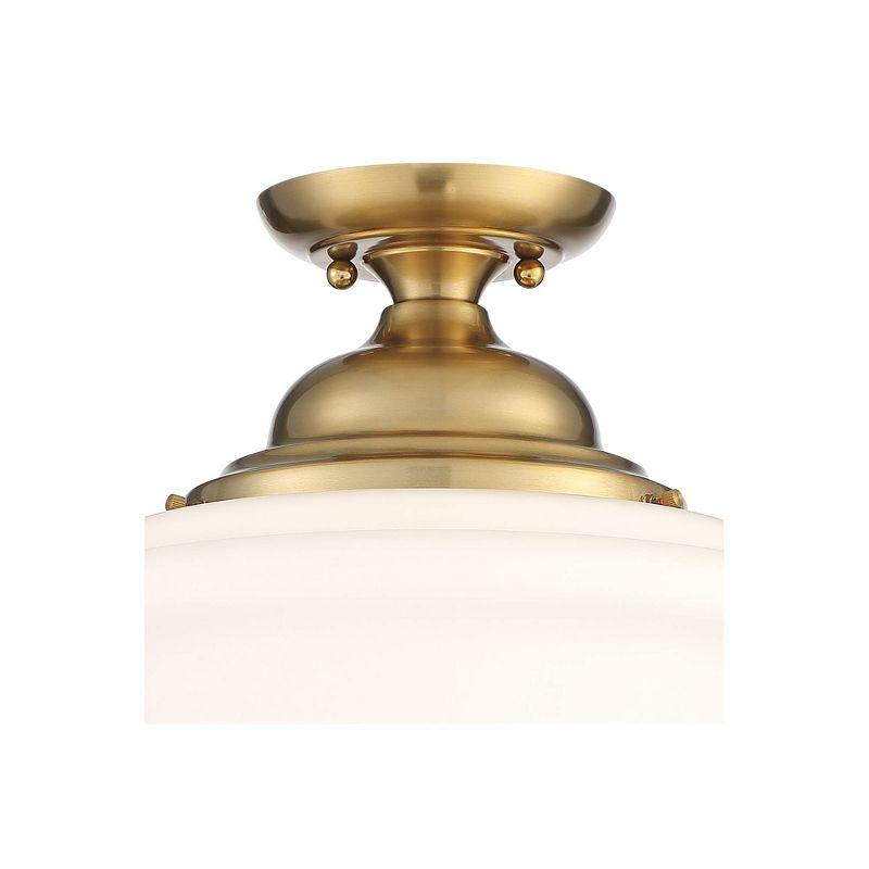 Regency Hill Modern Ceiling Light Semi Flush Mount Fixture 12 3/4" Wide Soft Gold White Glass Shade for Bedroom Kitchen Schoolhouse