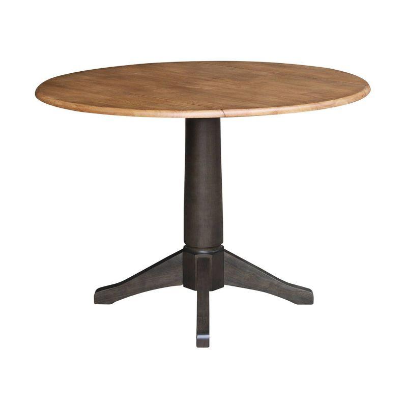 42" Alexandra Pedestal Dining Table with Dual Drop Leaf - International Concepts: Rubberwood Construction