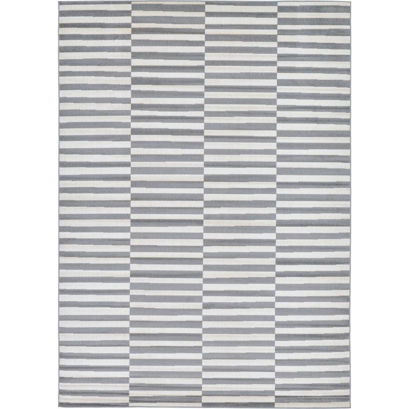 Unique Loom Williamsburg Collection Area Rug - Striped (7' 1" x 10' Rectangle Dark Gray/Ivory)