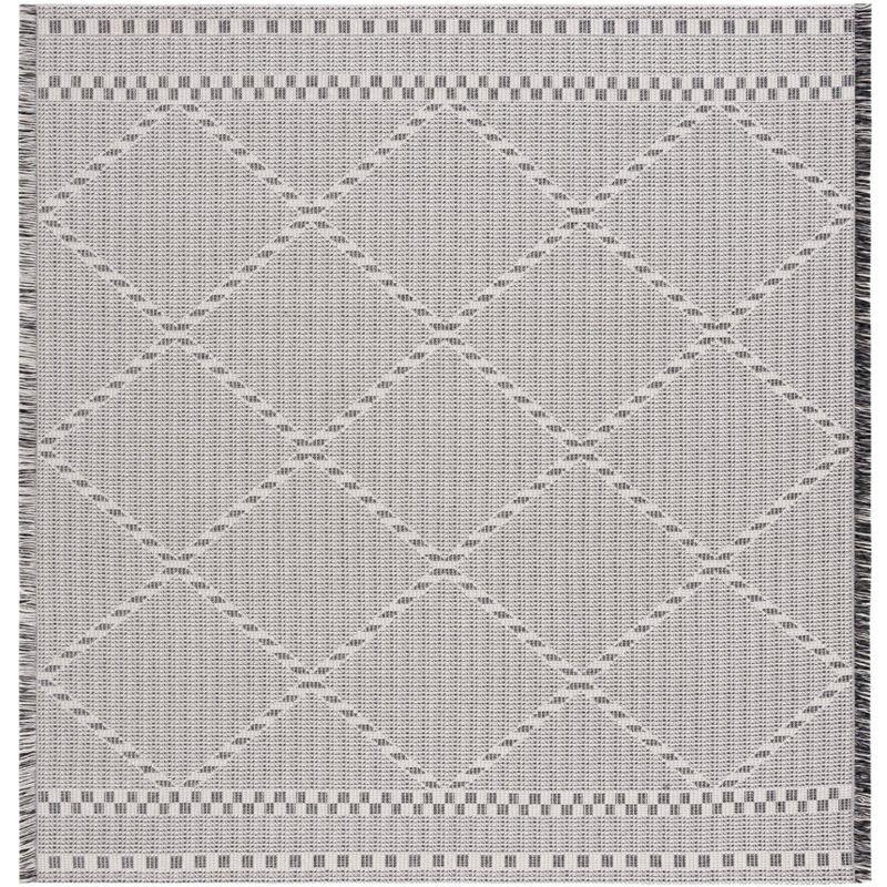 Ivory Bliss Boho-Mod Square Flat Woven Rug, 6'4" x 6'4"