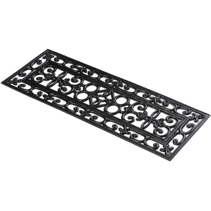 Decorative Scrollwork Design Rubber Stairs Anti-Slip Tread Mat Carpet, Set of 4