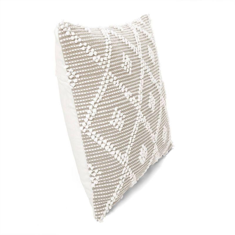 20"x20" Neutral Diamond Textured Cotton-Poly Throw Pillow Cover