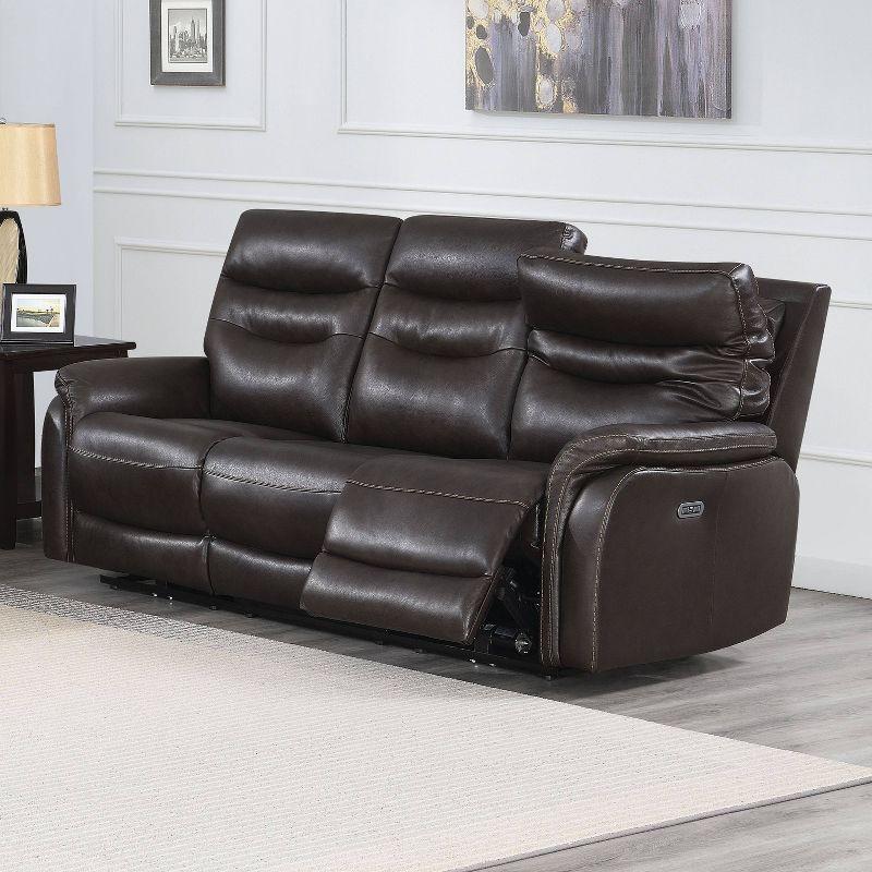 Fortuna Dark Brown Faux Leather Power Recliner Sofa