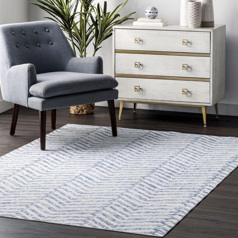 Eco-Friendly Rosanne Blue Geometric 3' x 5' Synthetic Area Rug