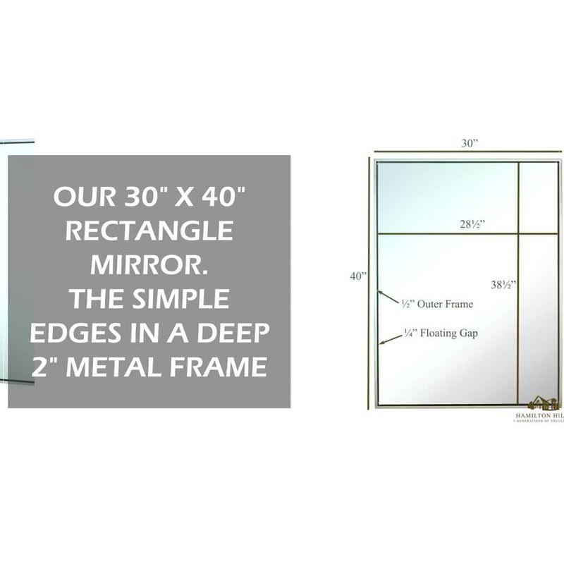 Elegant 30" x 40" Rectangular Polished Silver Metal Framed Mirror