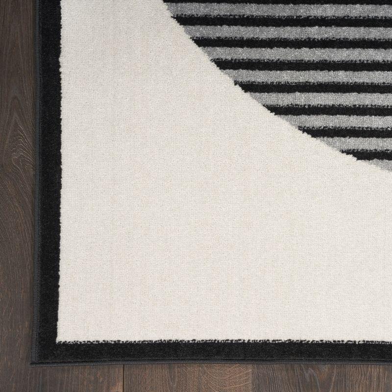 Nourison Modern Passion Circle Mid-Century Modern Indoor Rug Ivory/Black 2' x 3'