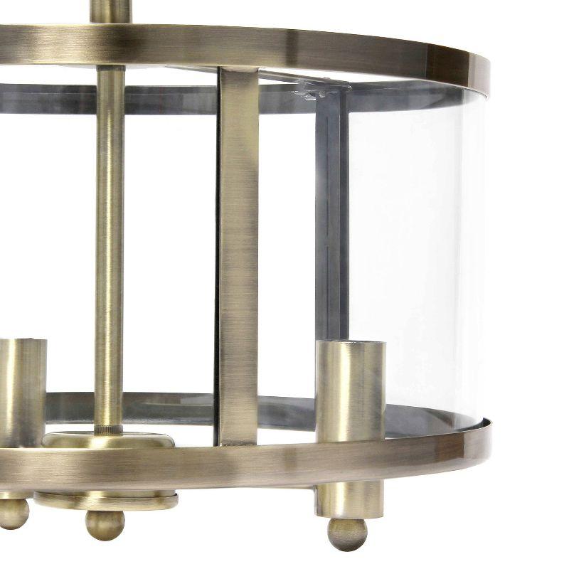 3-Light 13" Industrial Farmhouse Glass/Metallic Accented Semi-flushmount Ceiling Light Brass - Lalia Home: UL Listed, Metal Body, E12 Base