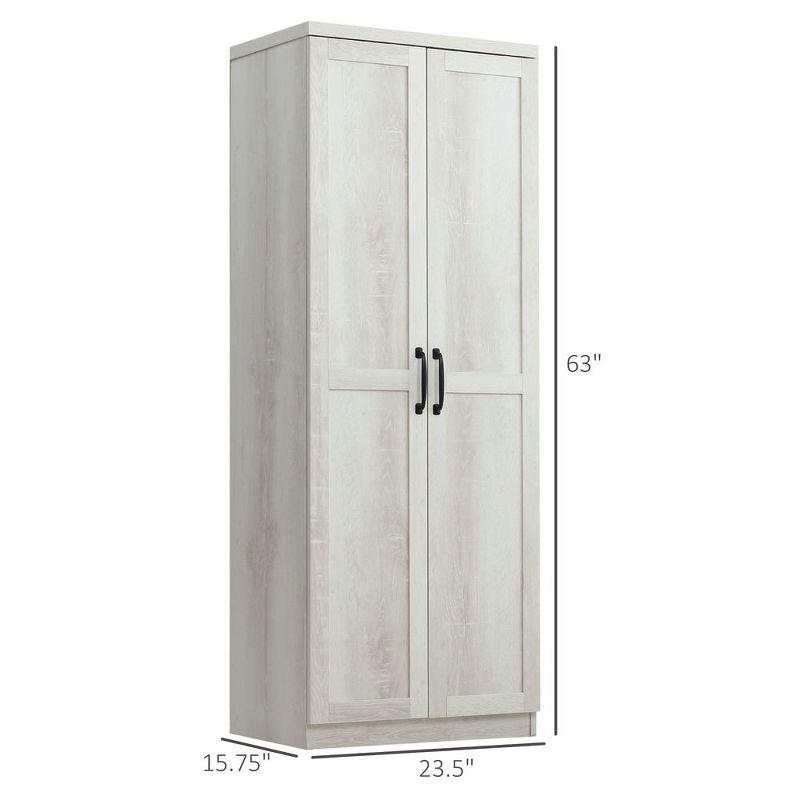 Resenkos Kitchen Pantry,63" 2-Door Kitchen Pantry, Freestanding Storage Cabinet with 5-tier Shelving and 2 Adjustable Shelves, Antique White