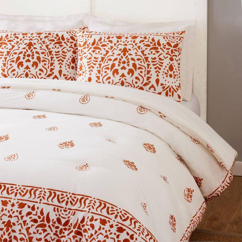 3pc Paloma Comforter Set Orange/White - Laurel & Mayfair