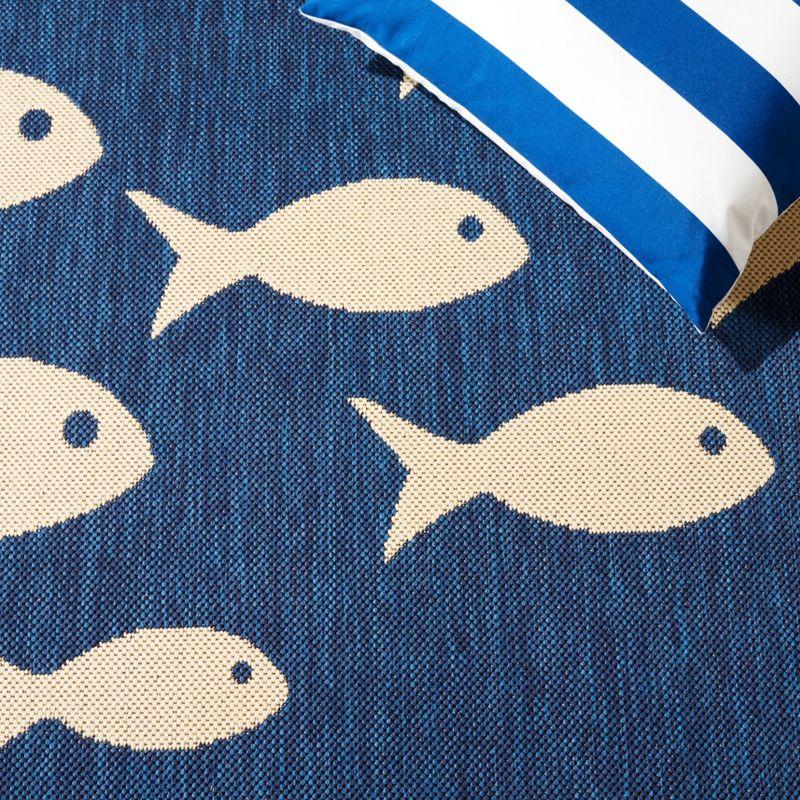 Courtyard CY6012 Power Loomed Indoor/Outdoor Area Rug - Navy/Beige - 5'3"x5'3" - Safavieh.