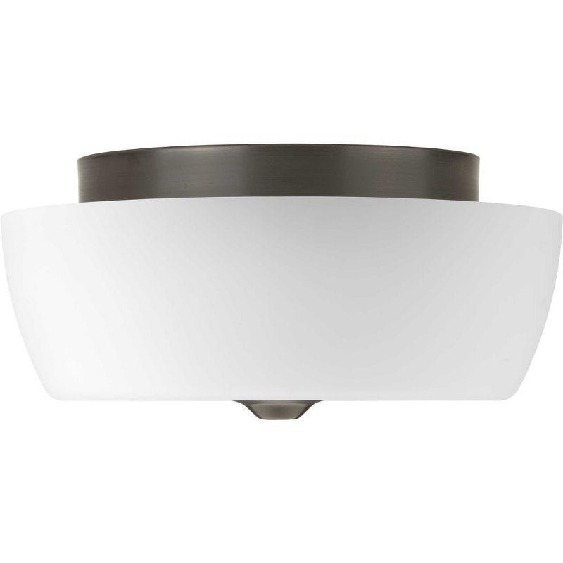 Progress Lighting Leap 2-Light Flush Mount, Brushed Nickel, Etched Glass Shade