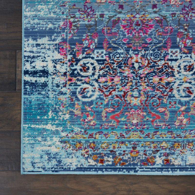 Nourison Vintage Kashan VKA02 Blue/White/Orange Indoor Area Rug - 5'3 x 7'10
