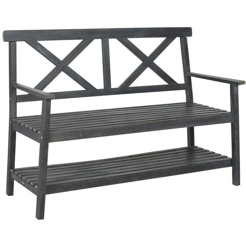 Mayer Classic Black Acacia Wood 49'' Outdoor Bench with Storage