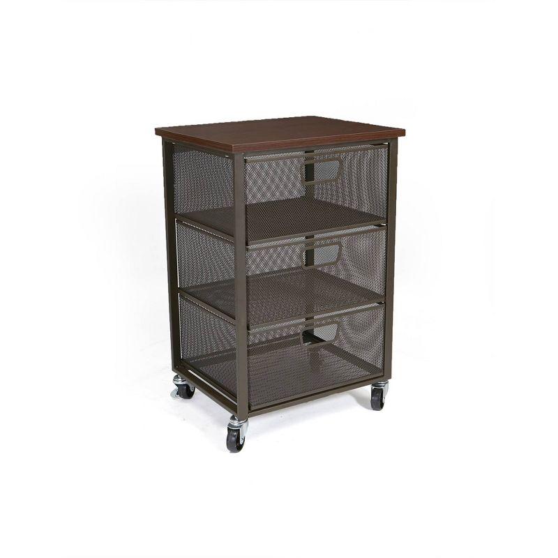 Mind Reader Cart with Drawers, Laundry Organizer, Storage, Bathroom, Kitchen, Metal Mesh, 15.75"L x 13"W x 24.25"H, Black