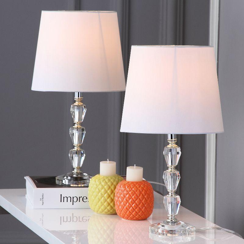 Set of 2 Modern Adjustable Tiered Crystal Orb Table Lamps - Clear White