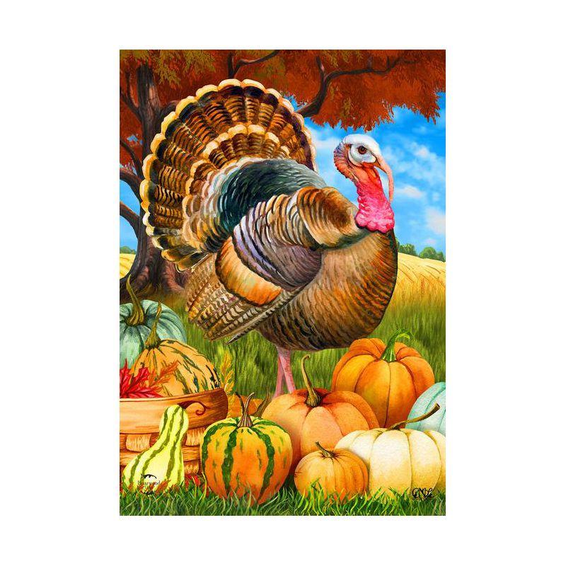 Briarwood Lane Turkey And Pumpkins Fall Garden Flag Thanksgiving Farm Autumn 18" x 12.5"