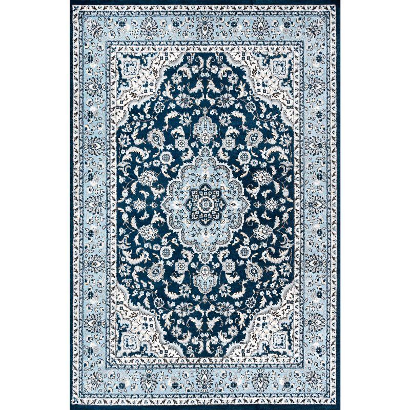 3'x 5' Palmette Modern Persian Floral Area Rug, Navy/Blue - JONATHAN Y