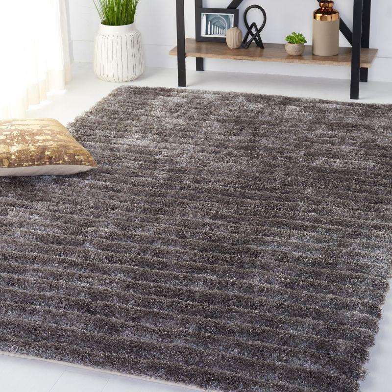 Hand-Tufted Gray Shag Wool Blend Area Rug, 42" x 6"